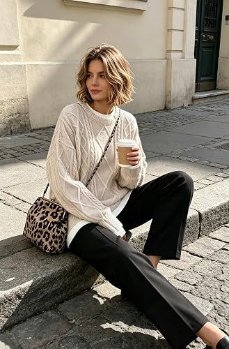 Beige Cable Knit Sweater image 5