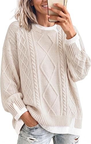Beige Cable Knit Sweater image 1
