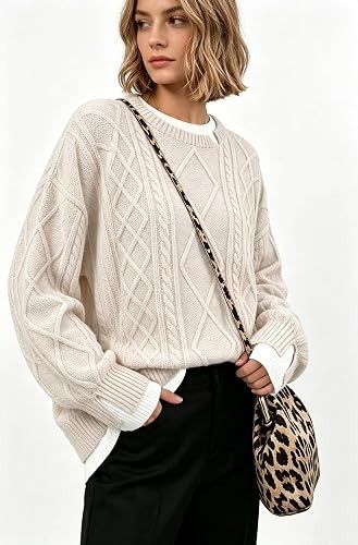 Beige Cable Knit Sweater image 2