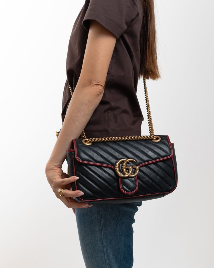 Gucci Borsa GG Marmont Small Pelle Matelassé Nera — Pre-owned Autentica obraz 7