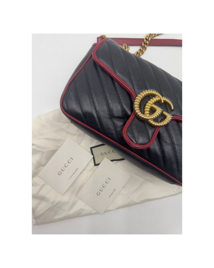 Gucci Borsa GG Marmont Small Pelle Matelassé Nera — Pre-owned Autentica obraz 4