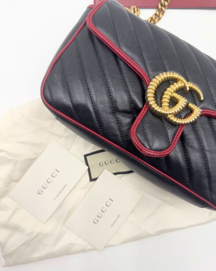 Gucci Borsa GG Marmont Small Pelle Matelassé Nera — Pre-owned Autentica obraz 2