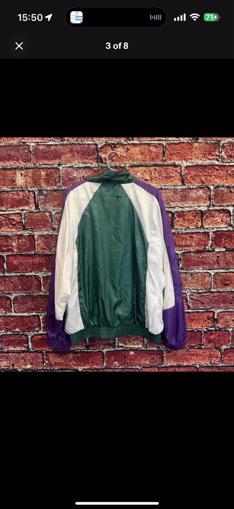 Vintage Men's Wimbledon Tennis Jacket Purple Green White XL 1980s Windbreaker obraz 3