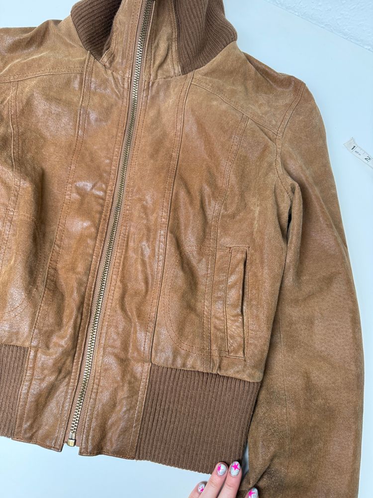 Immagine di Leather Bomber Jacket (UK16) 15