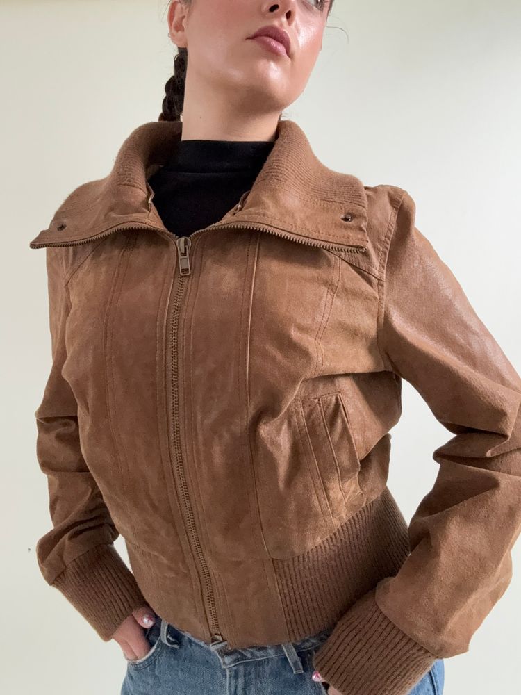 Immagine di Leather Bomber Jacket (UK16) 9