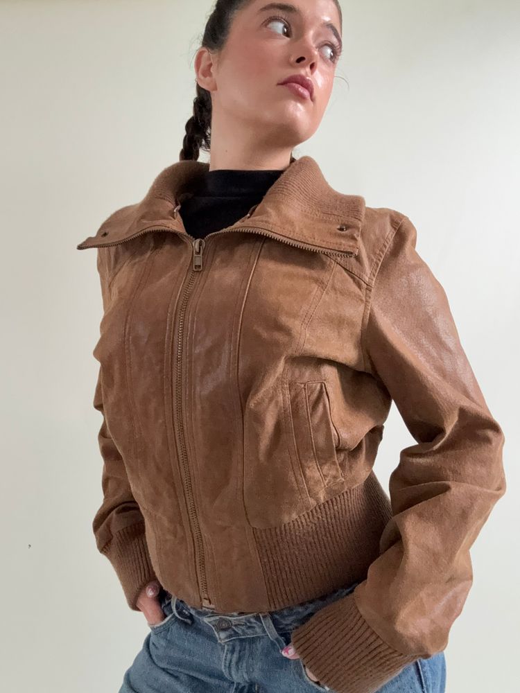 Immagine di Leather Bomber Jacket (UK16) 8