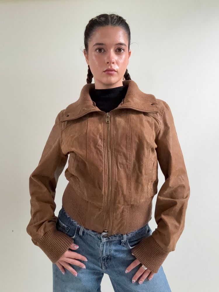 Immagine di Leather Bomber Jacket (UK16) 17