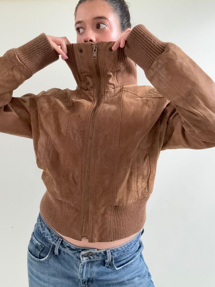 Immagine di Leather Bomber Jacket (UK16) 7