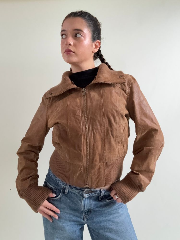 Immagine di Leather Bomber Jacket (UK16) 10