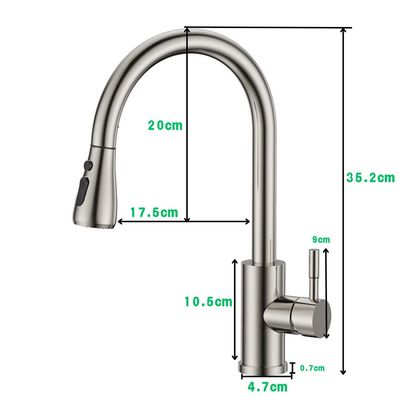360 Kitchen Sink Mixer Taps Pull Out Spout Spray Single Lever Modern Mono Tap 6