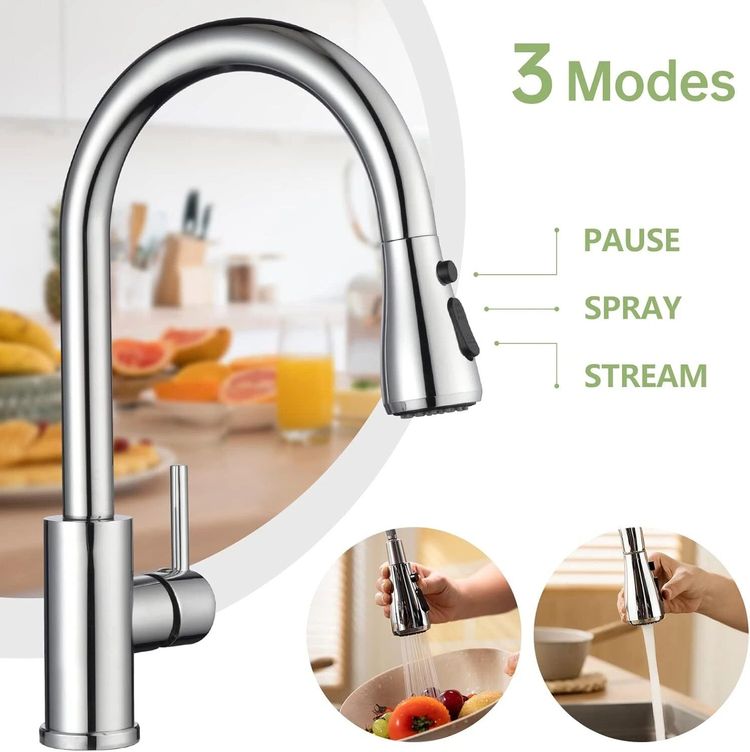360 Kitchen Sink Mixer Taps Pull Out Spout Spray Single Lever Modern Mono Tap 9