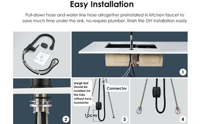 360 Kitchen Sink Mixer Taps Pull Out Spout Spray Single Lever Modern Mono Tap 10