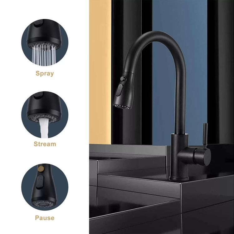 360 Kitchen Sink Mixer Taps Pull Out Spout Spray Single Lever Modern Mono Tap 7