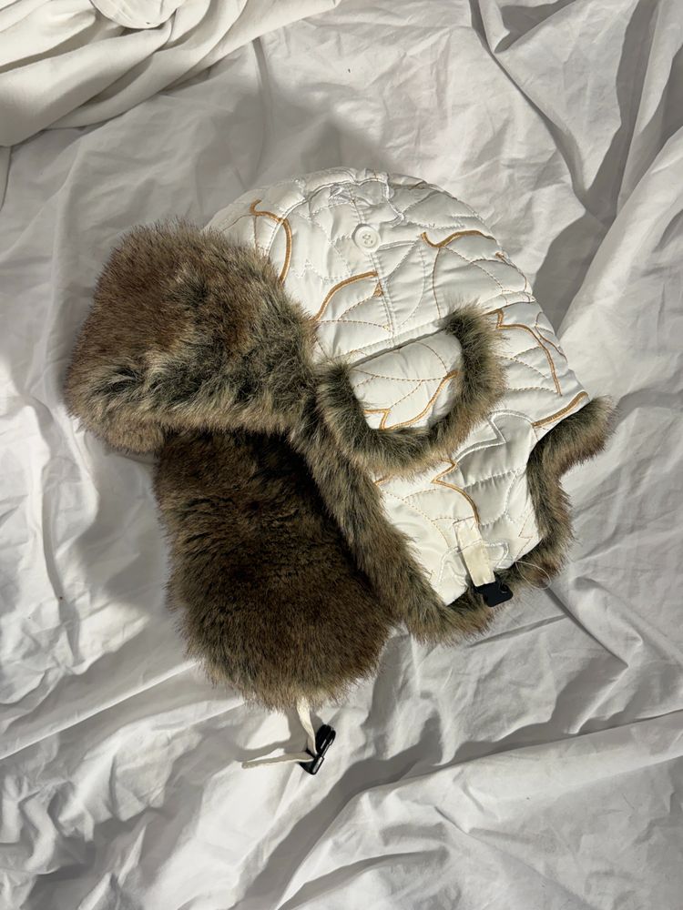 Quilted Trapper Hat With Faux Fur Lining
