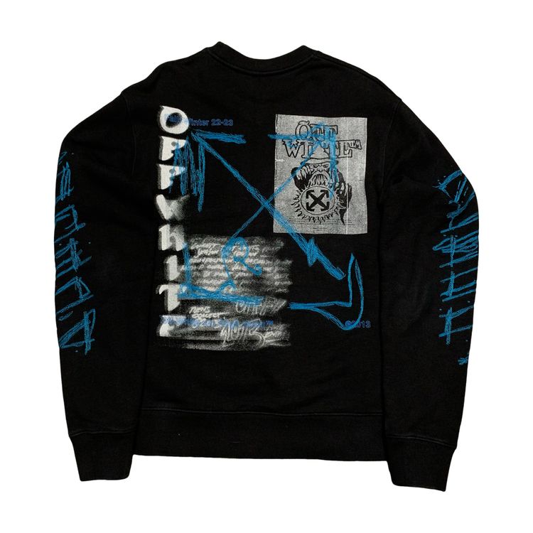 Off White XS Scribble Off Arrows Black Sweatshirt Crewneck Virgil Abloh