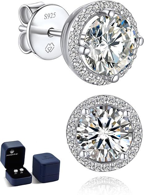 925 Sterling Silver Moissanite Stud Earrings