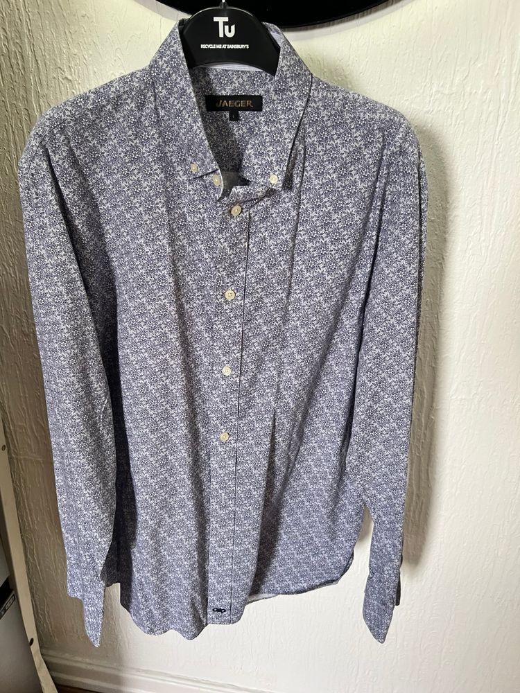 Jaeger Men'S Long Sleeve Button-Up Shirt large 