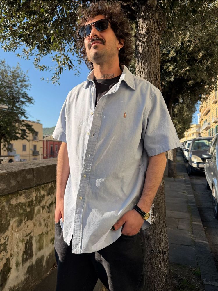 Light Blue Short Sleeve Button-Up Shirt