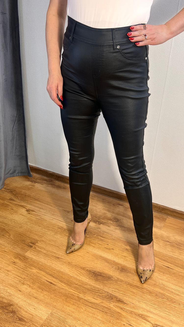 Black Faux Leather Pants Sculpt legging next r.42 czarne modelujące eco skóra high waist
