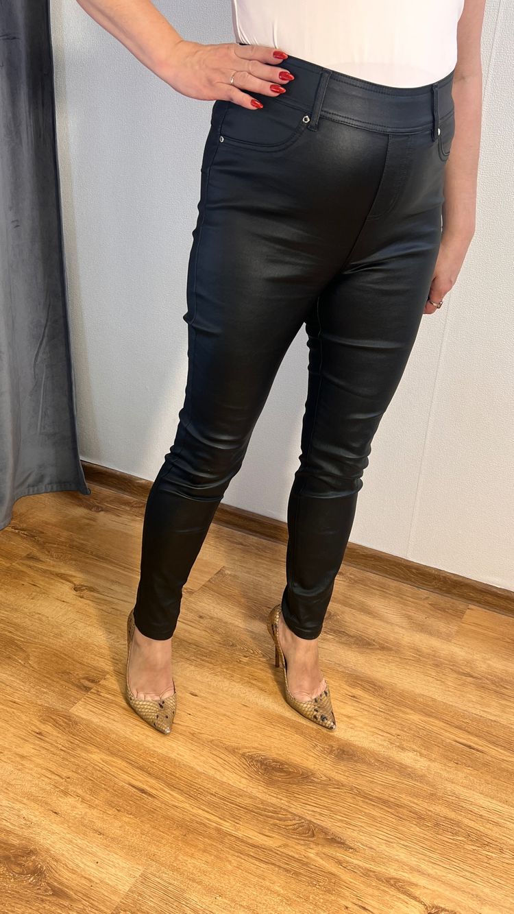 Black Faux Leather Pants Sculpt legging next  r.42 czarne modelujące eco skóra high waist image 3