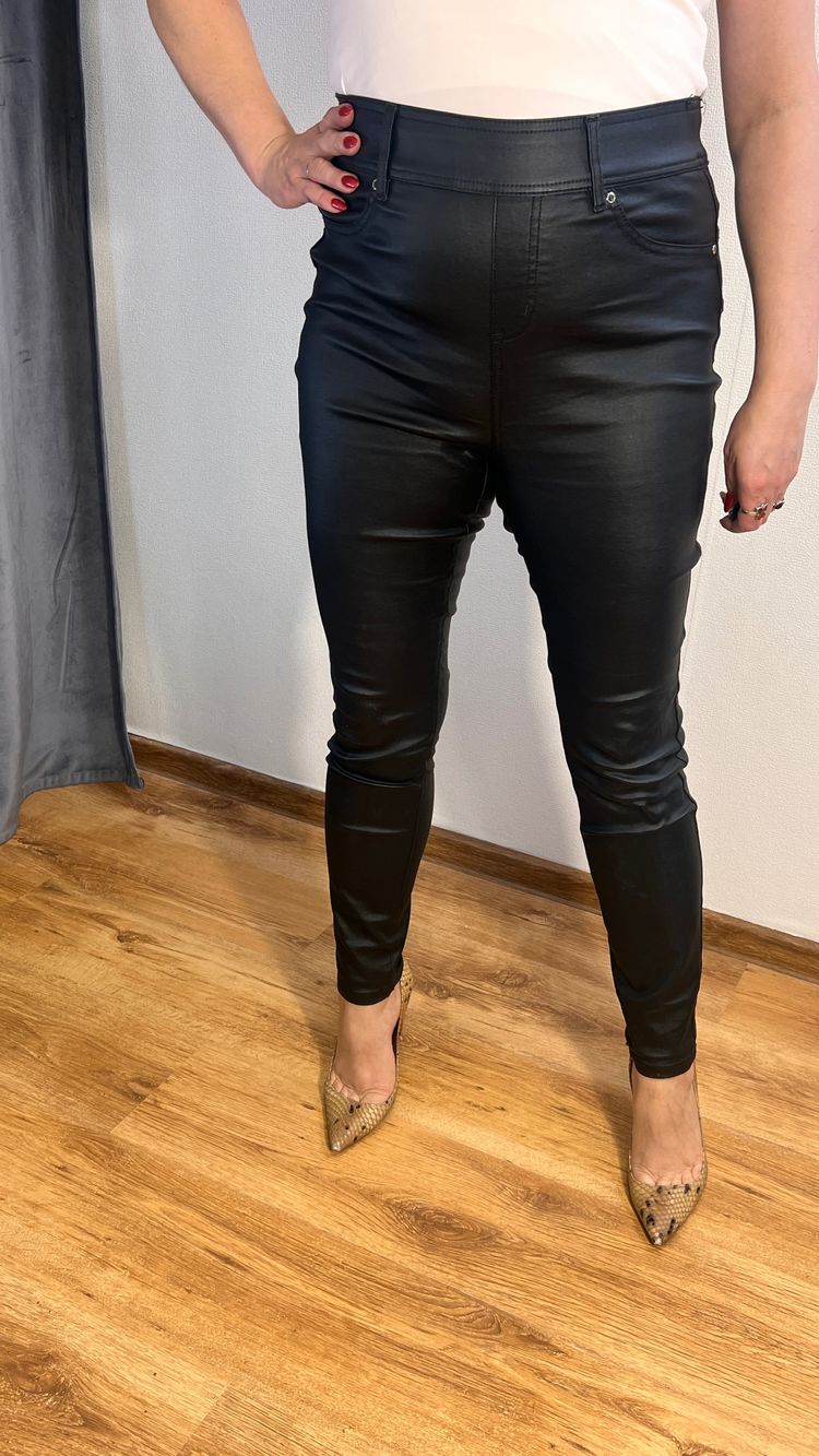 Black Faux Leather Pants Sculpt legging next  r.42 czarne modelujące eco skóra high waist image 5
