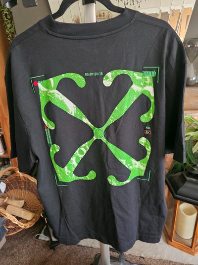 Off-White Black T-Shirt With Green Logo Print RRP £316.00