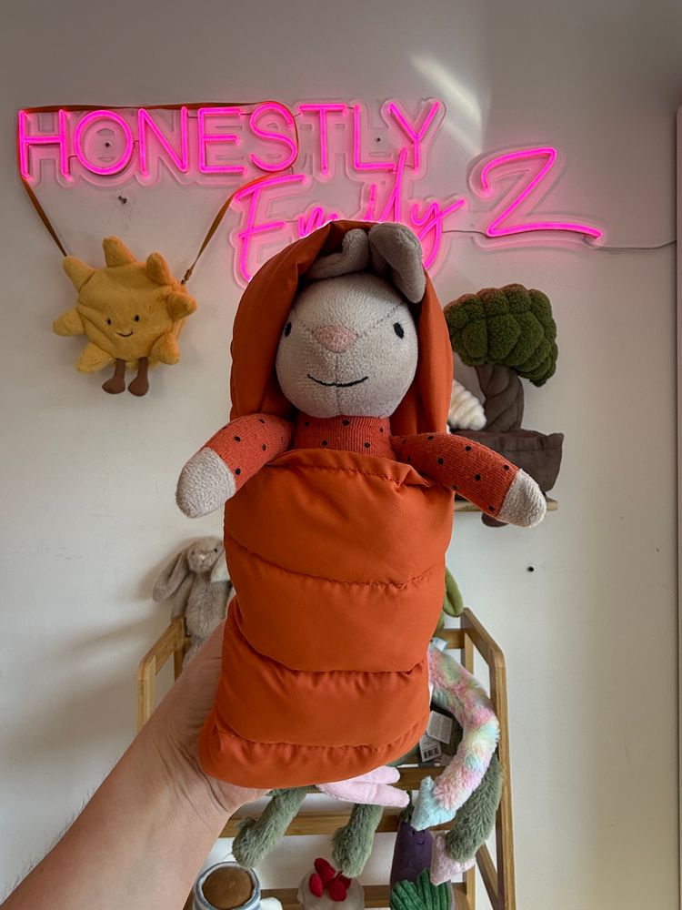 Plush Bunny Doll In Orange Sleeping Bag (£35)