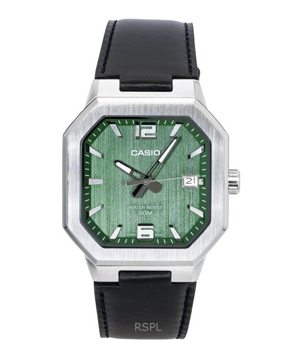 Casio Analog Leather Strap Green Dial Quartz MTP-B195L-3AV Men's Watch image 1