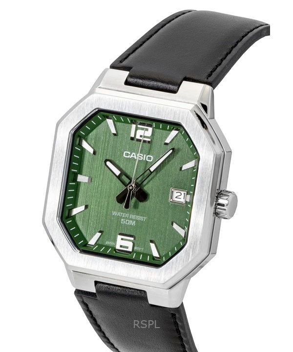 Casio Analog Leather Strap Green Dial Quartz MTP-B195L-3AV Men's Watch imagen 5