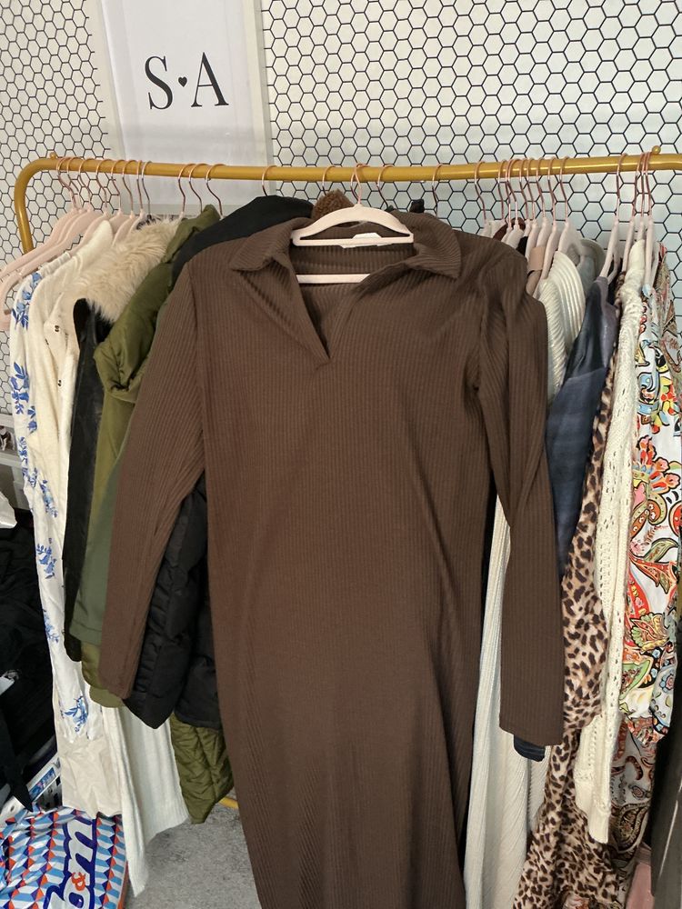 Primark Brown Ribbed Long Sleeve Dress product image