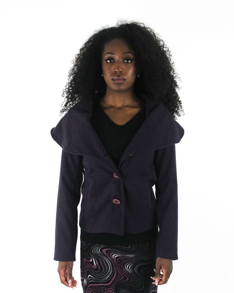 office siren | small purple oversized-collar fitted blazer image 1