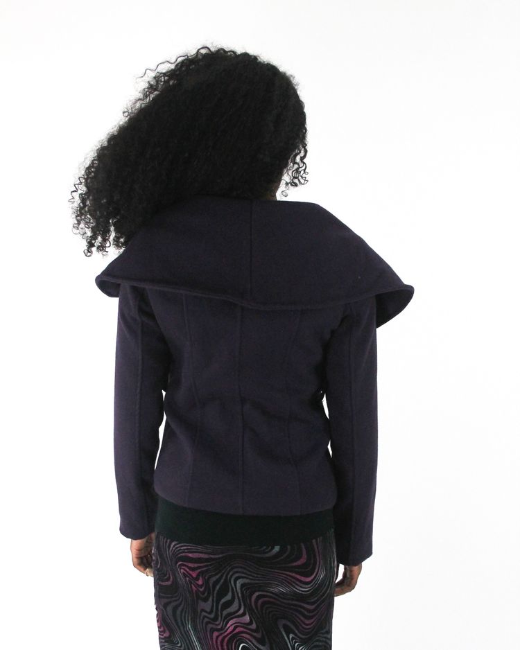 office siren | small purple oversized-collar fitted blazer image 4
