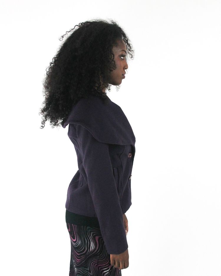 office siren | small purple oversized-collar fitted blazer image 3