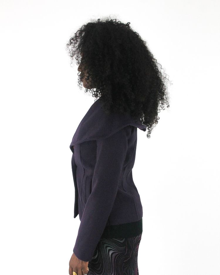 office siren | small purple oversized-collar fitted blazer image 5