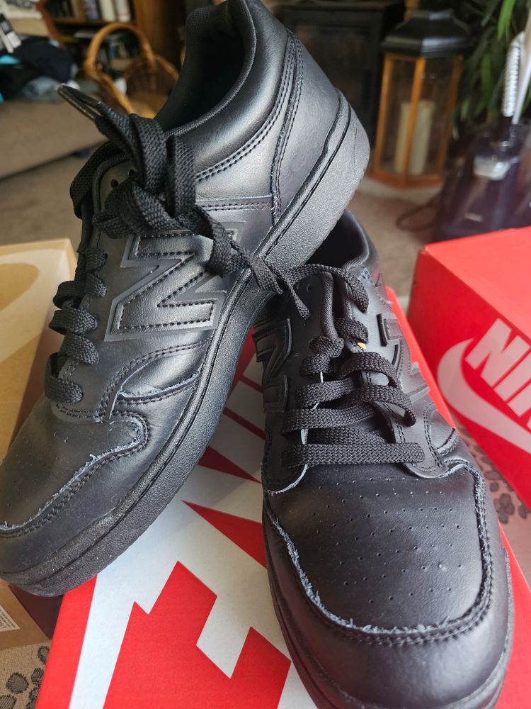 New Balance Black Leather Sneakers