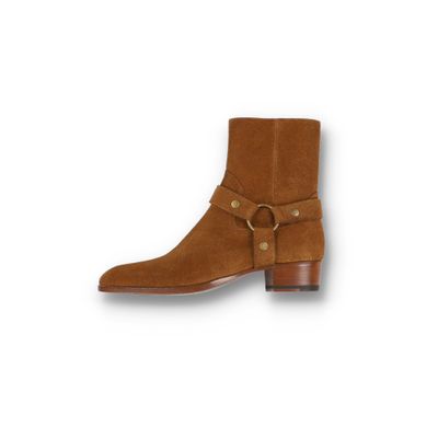 Saint Laurent Paris Noisette Nut Suede Wyatt 40 Harness Boots