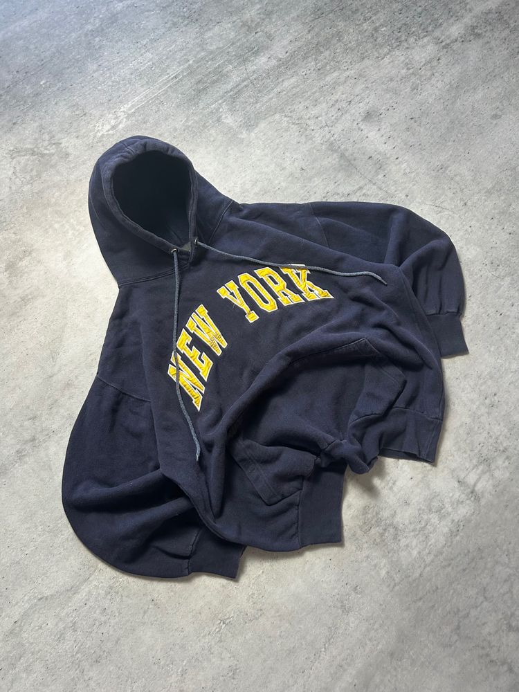 Jon Lauren Navy Blue Hoodie With New York Print