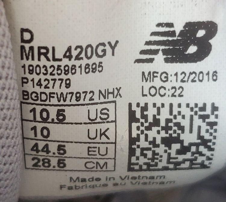 New Balance 420 Re-Engineered Textile Trainers UK10/US10.5/EU44.5 MRL420GY Grey image 8