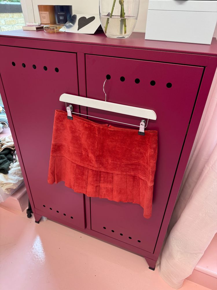 Red Suede Mini Skirt