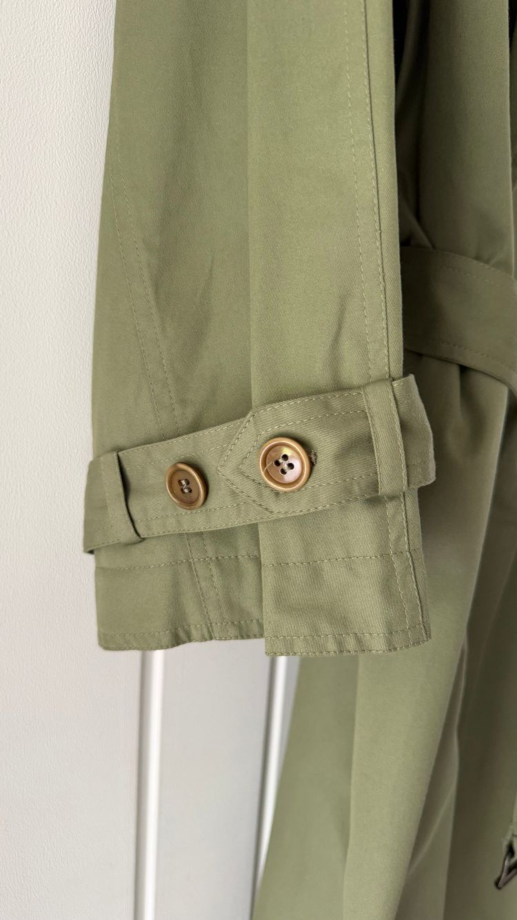 Valentino Couture 1980s Belted Cotton Trench Coat Olive Green - Size XL imagen 12