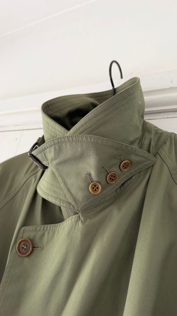 Valentino Couture 1980s Belted Cotton Trench Coat Olive Green - Size XL imagen 22