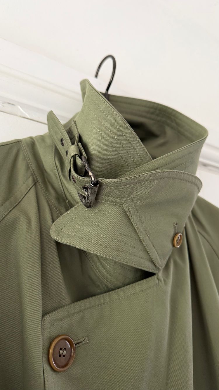 Valentino Couture 1980s Belted Cotton Trench Coat Olive Green - Size XL imagen 3