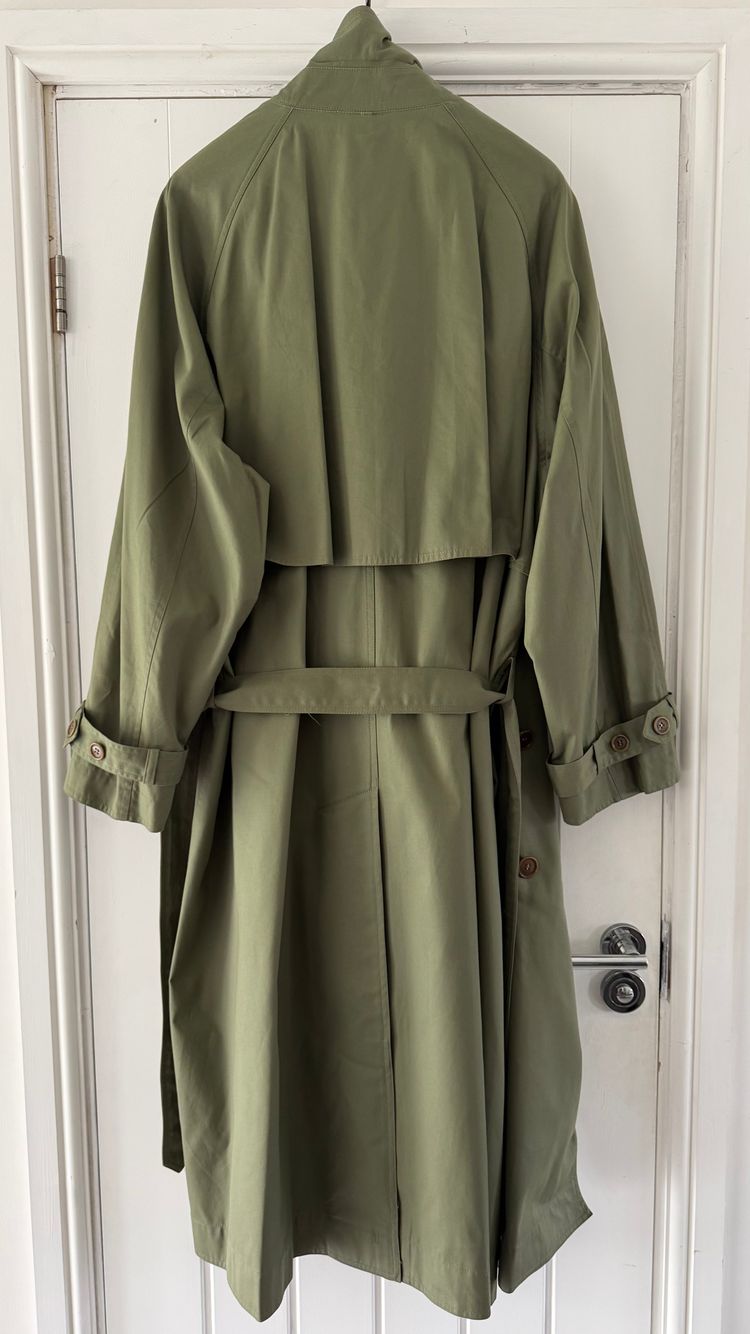 Valentino Couture 1980s Belted Cotton Trench Coat Olive Green - Size XL imagen 13