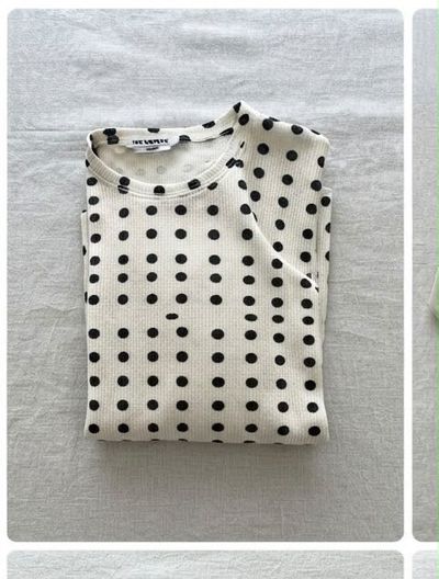 White Long Sleeve Shirt With Black Polka Dots