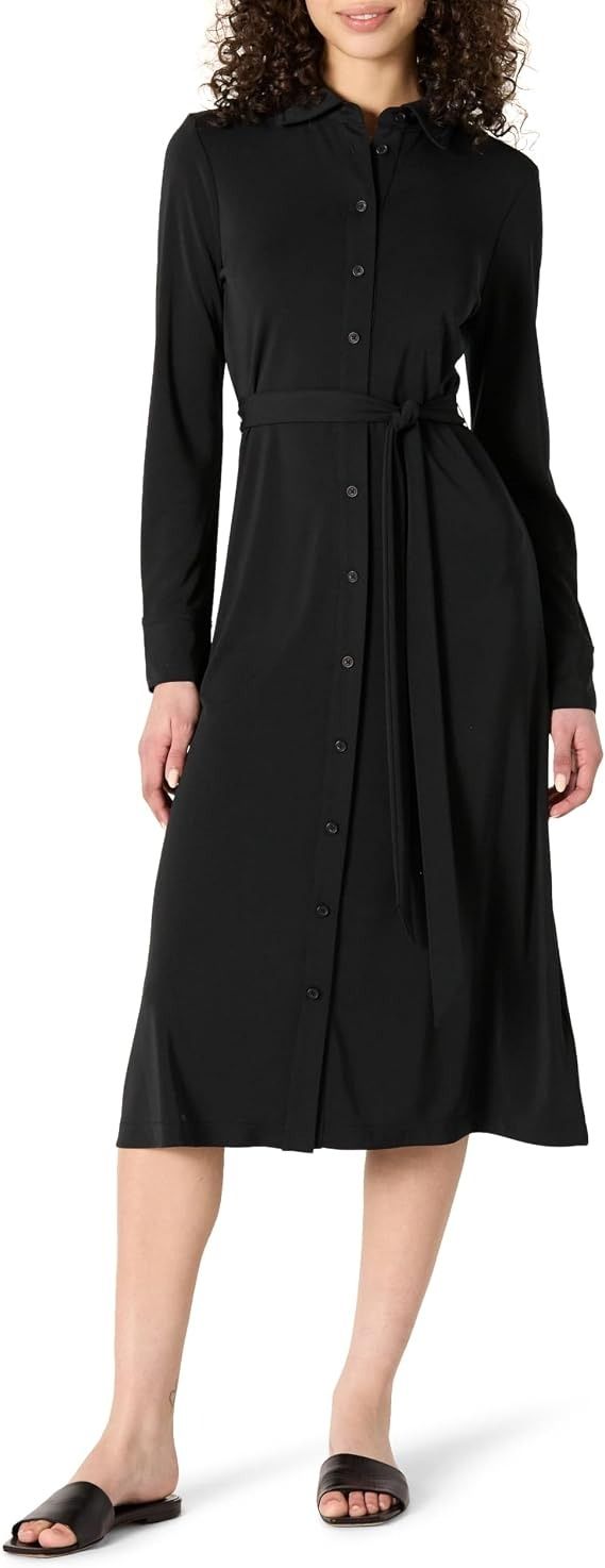 Black Long Sleeve Shirt Dress image 3