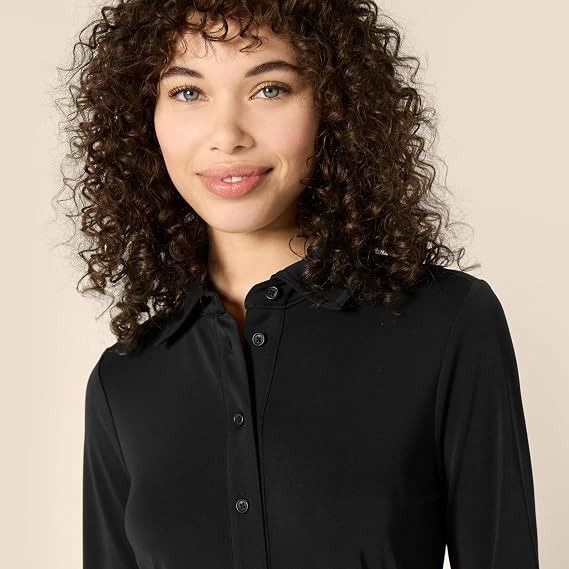 Black Long Sleeve Shirt Dress image 5