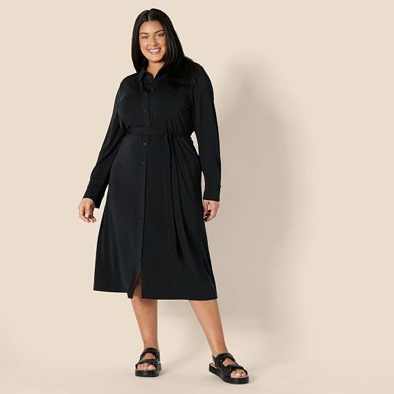 Black Long Sleeve Shirt Dress image 4