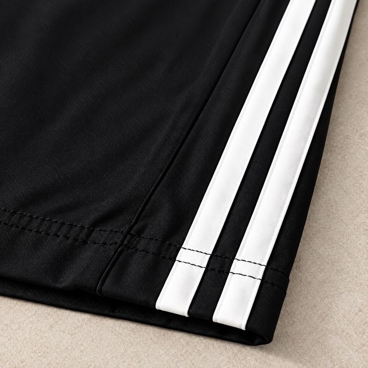Black Track Pants With White Side Stripes image 4