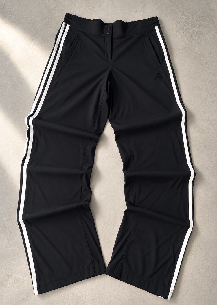 Black Track Pants With White Side Stripes image 1