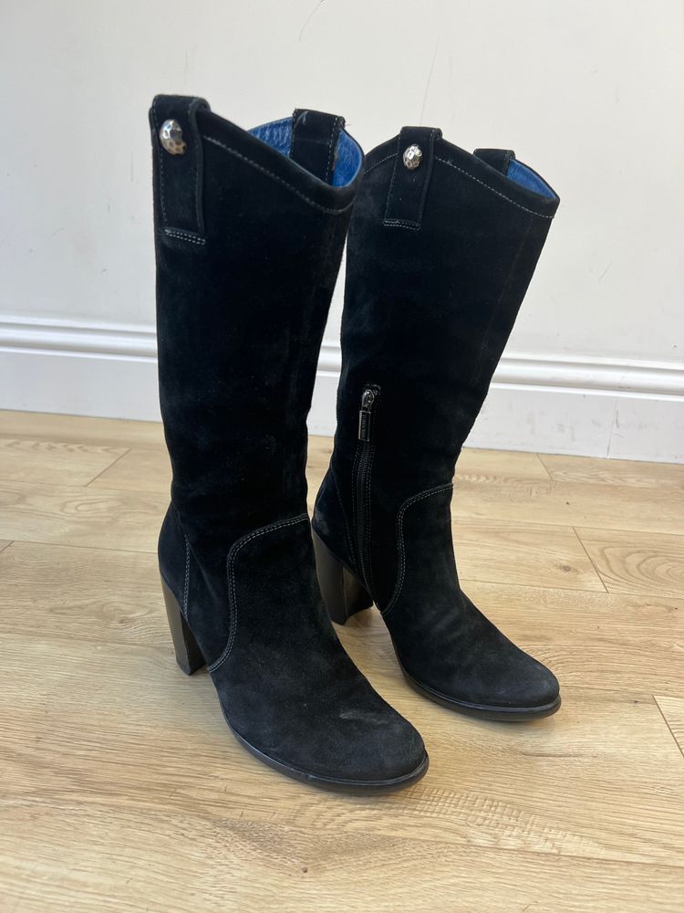 ⭐️vintage edit thirteen | uk 4 black suede cowboy boots 4